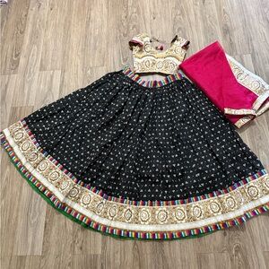 Black and Gold Embroidered Lehenga Choli Set